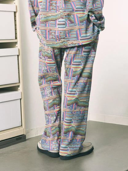 BORDER WAFFLE PANTS (RAINBOW)