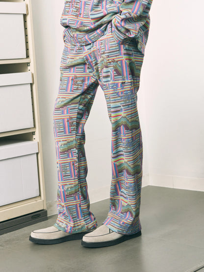 BORDER WAFFLE PANTS (RAINBOW)