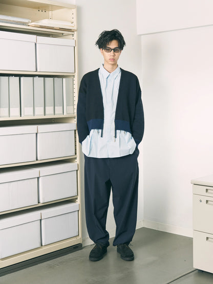 MULTI KNIT ZIP BOLERO (NAVY×BLACK)