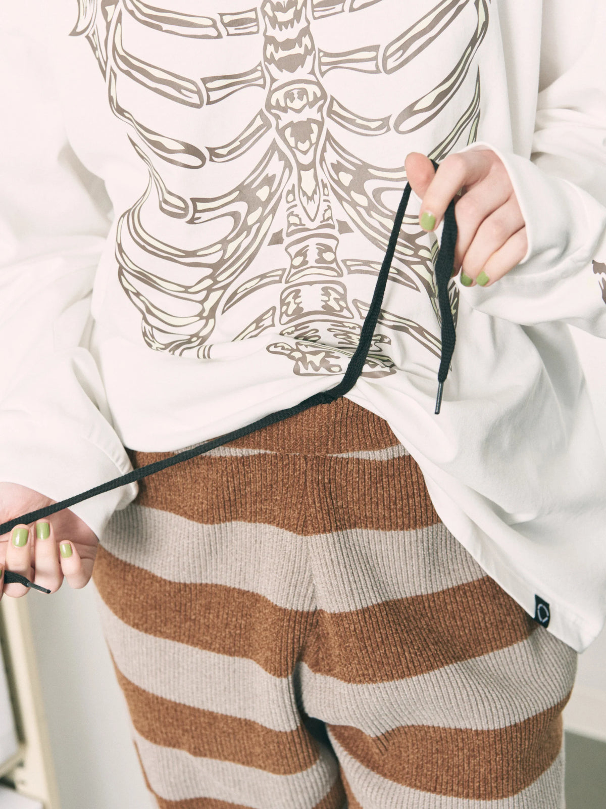 CORDY KNIT PANTS STRIPE (GRAY × BROWN)