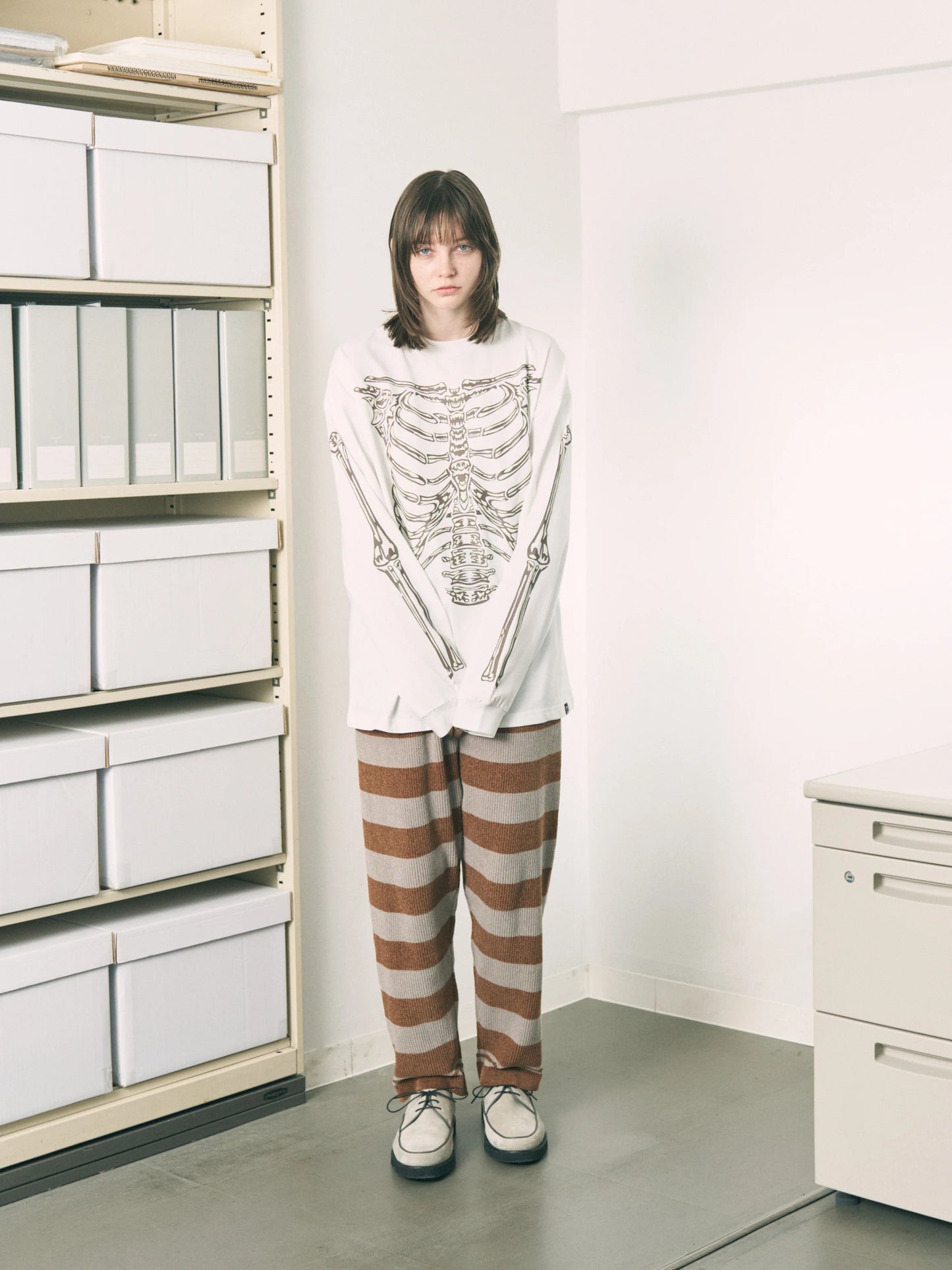 BONES L/S TEE (WHITE)