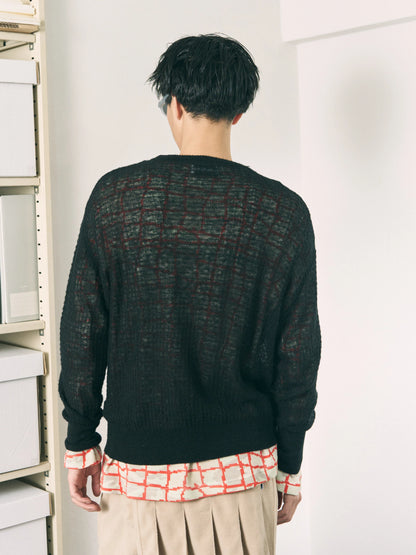 AIRY MERINO WAFFLE SWEATER (BLACK)