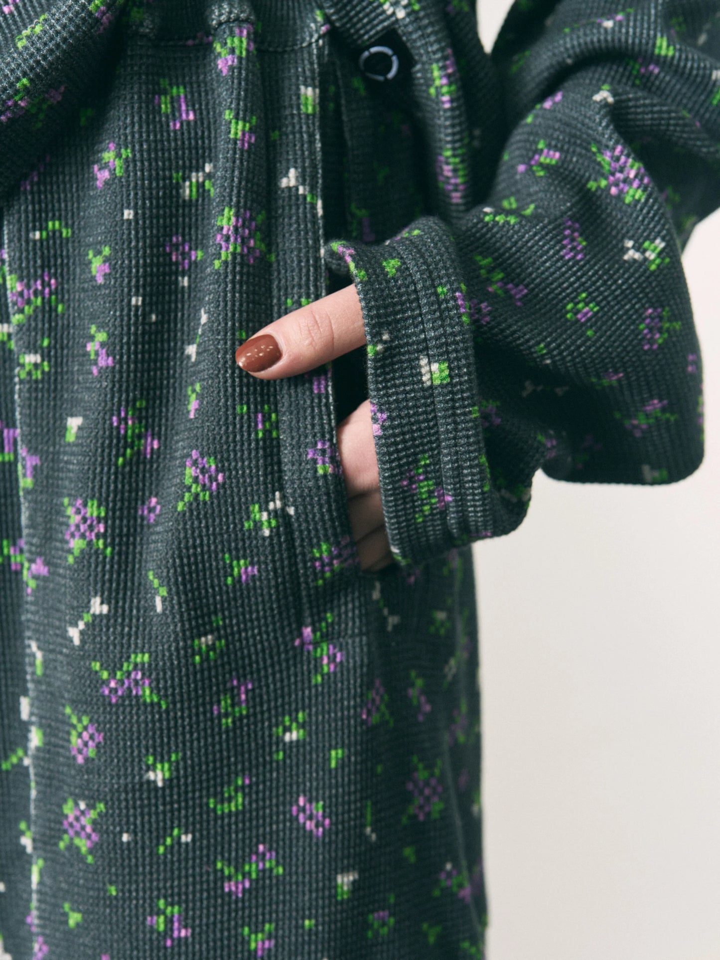 FLOWER WAFFLE PANTS (BLACK)