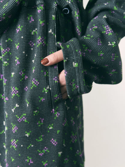 FLOWER WAFFLE PANTS (BLACK)