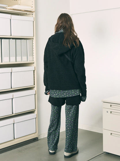FLOWER WAFFLE PANTS (BLACK)