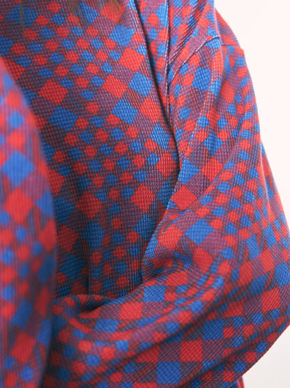 GINGHAM L/S WAFFLE THERMAL (RED BLUE)