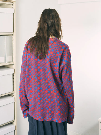 GINGHAM L/S WAFFLE THERMAL (RED BLUE)