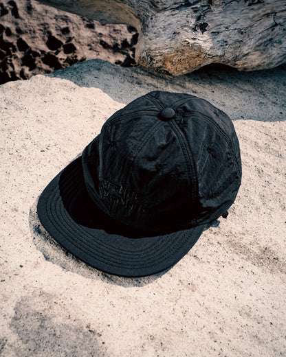 SOFT BRIM 6 PANEL CAP w/ CHIN STRAP (OFFLINE) BLACK