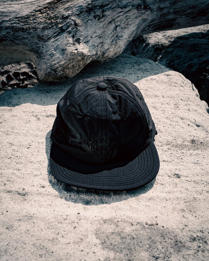 SOFT BRIM 6 PANEL CAP w/ CHIN STRAP (OFFLINE) BLACK