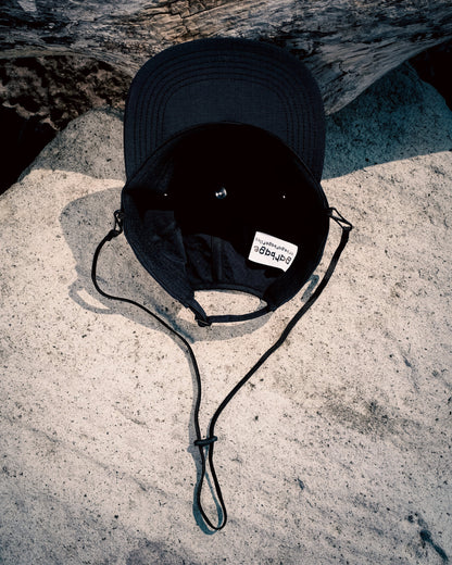 SOFT BRIM 6 PANEL CAP w/ CHIN STRAP (OFFLINE) BLACK