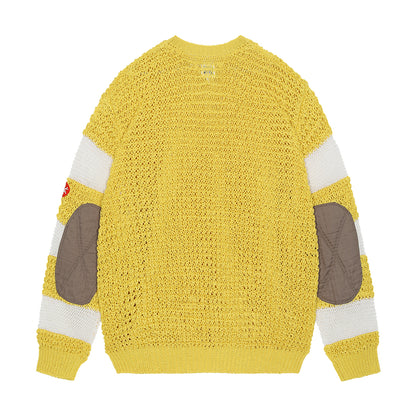 V NECK LOOSE WAFFLE KNIT (YELLOW)