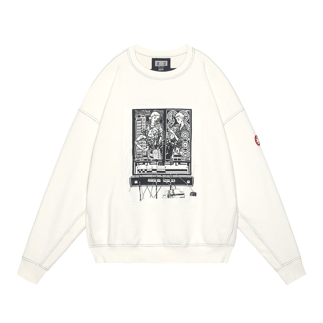 WASHED WHITE TEMPLE CREW NECK (WHITE)