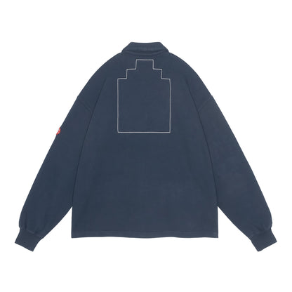 DBL KNIT COLLARED ZIP UP(NAVY)