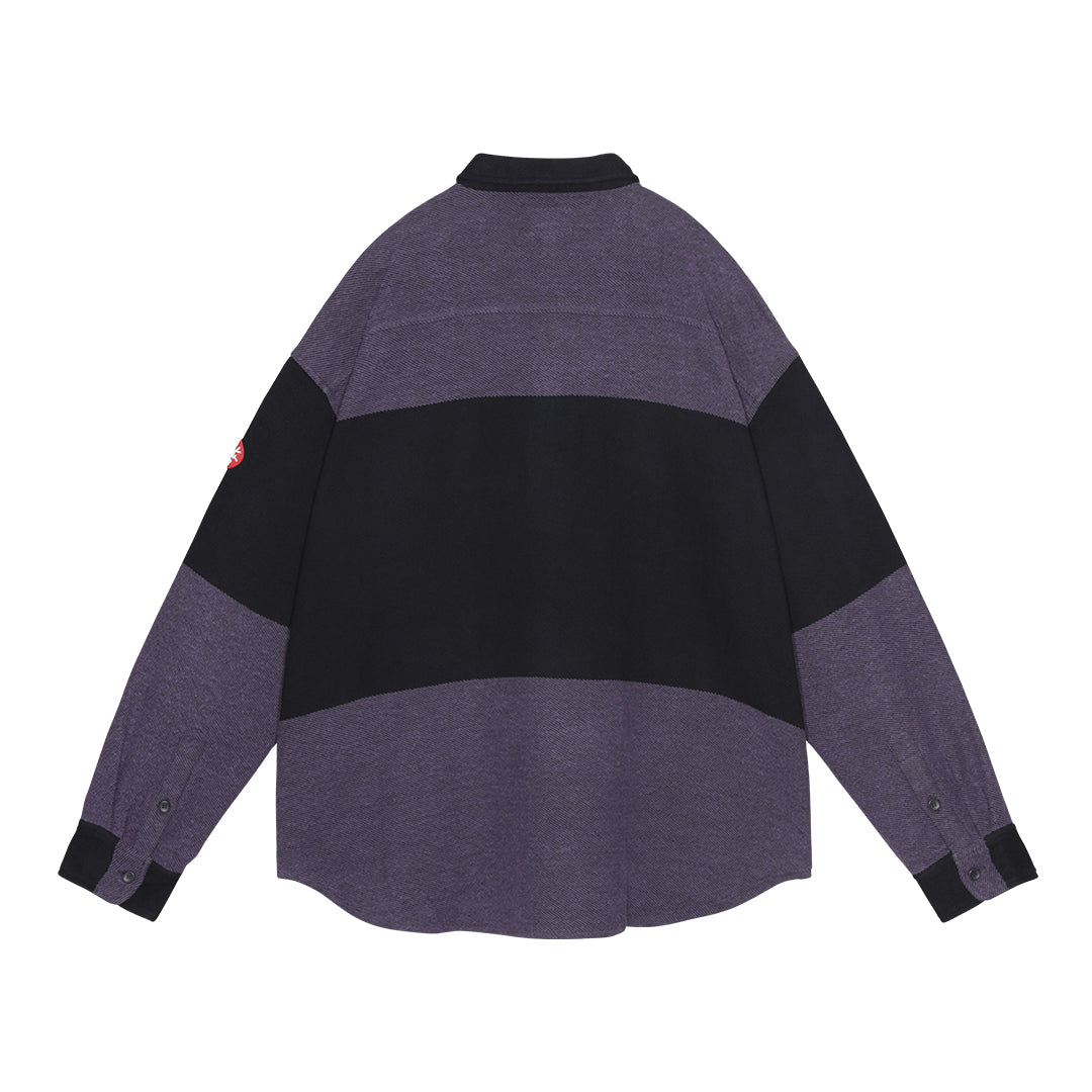 STRIPE FLANNEL BIG SHIRT (PURPLE)