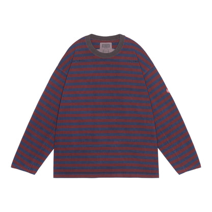 OVERDYE STRIPE LONG SLEEVE (BROWN )