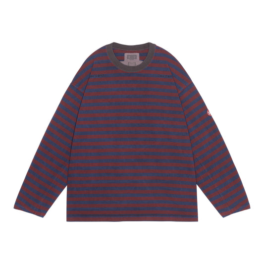 OVERDYE STRIPE LONG SLEEVE (BROWN )