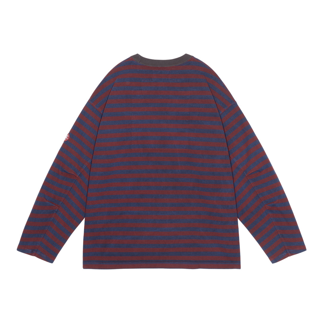 OVERDYE STRIPE LONG SLEEVE (BROWN )