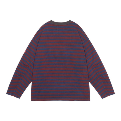 OVERDYE STRIPE LONG SLEEVE (BROWN )