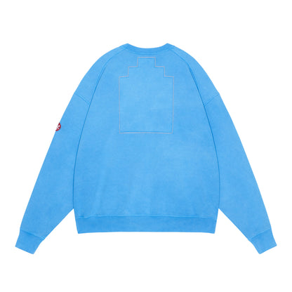 OVERDYE PANEL SHOULDER CREW NECK (BLUE )