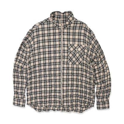 PLAID ZIP SHIRT (BEIGE / BLACK)