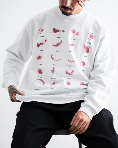 Wine Stain Sweatshirt Tee / Designed by SiT (WHITE)