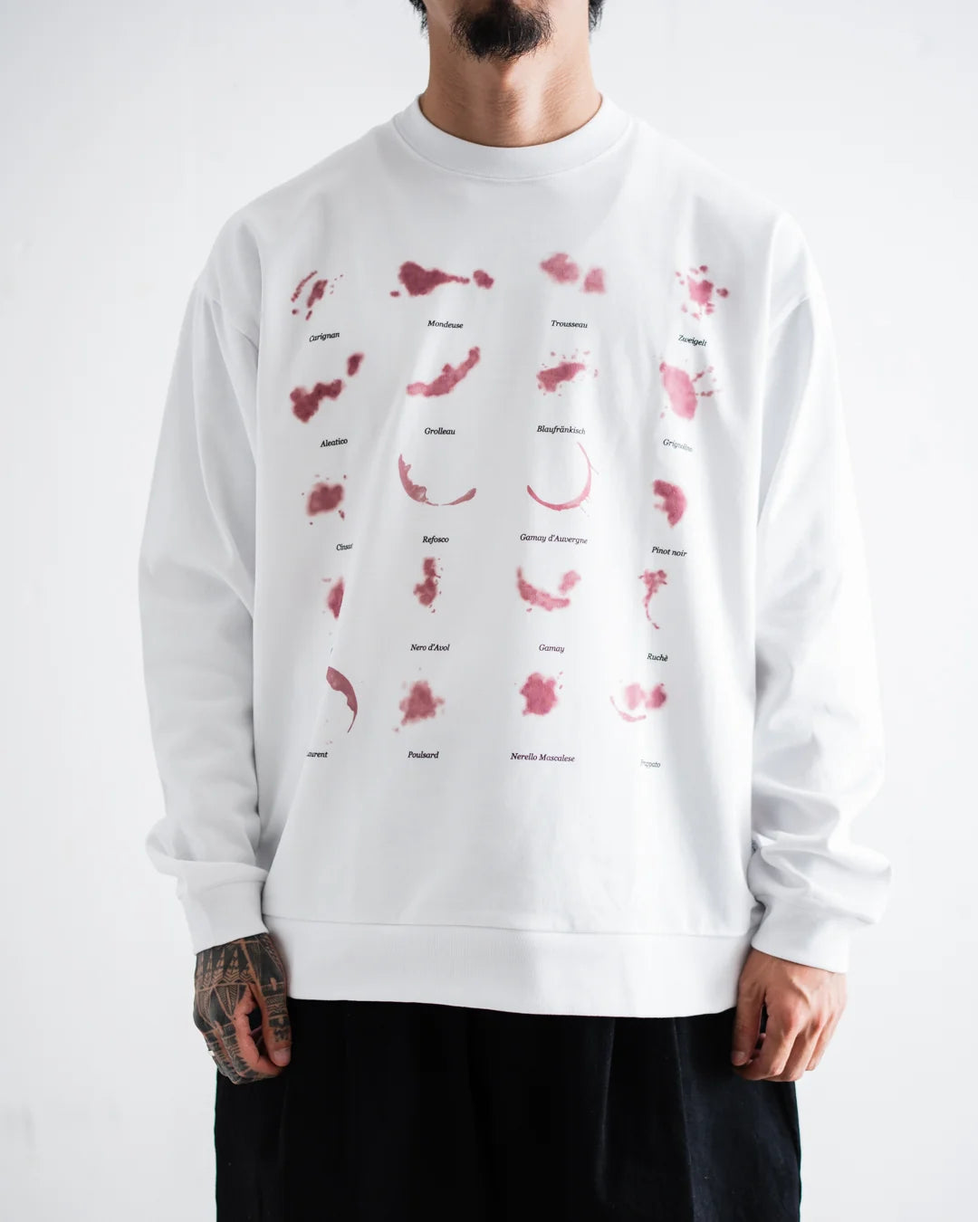 Wine Stain Sweatshirt Tee / Designed by SiT (WHITE)
