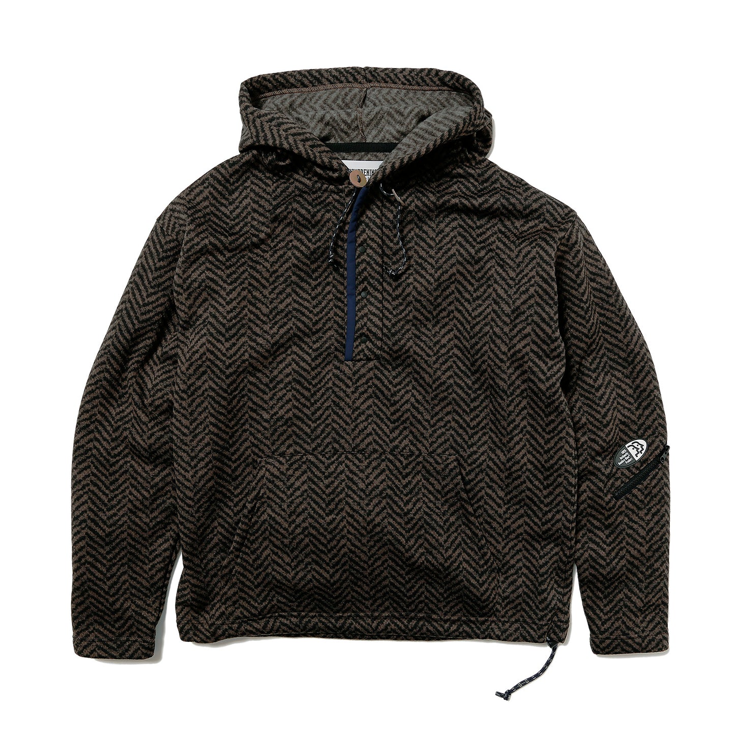 FLEECE HOODED PULL OVER (BROWN)