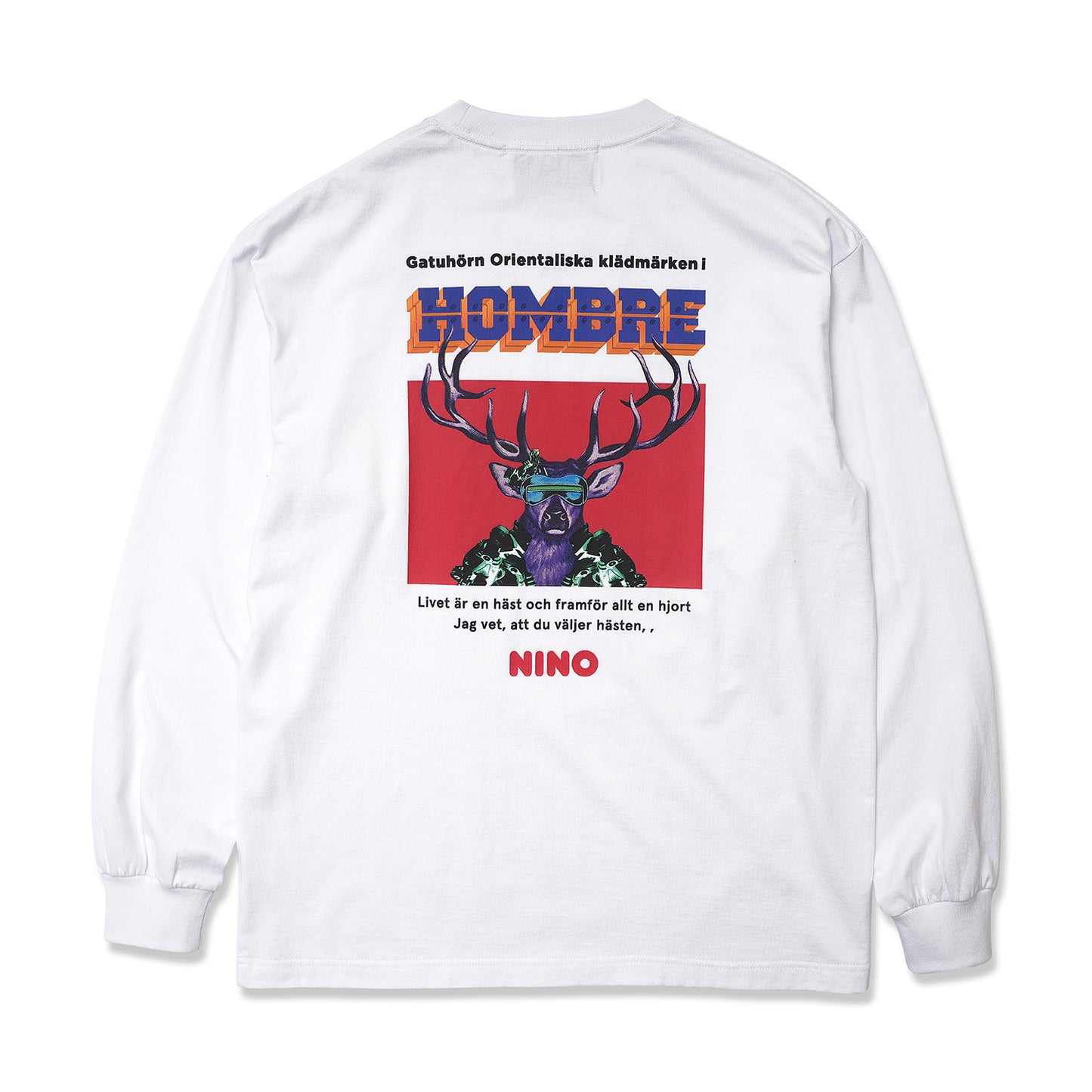 L/S PRINT TEE (3D LOGO) WHITE