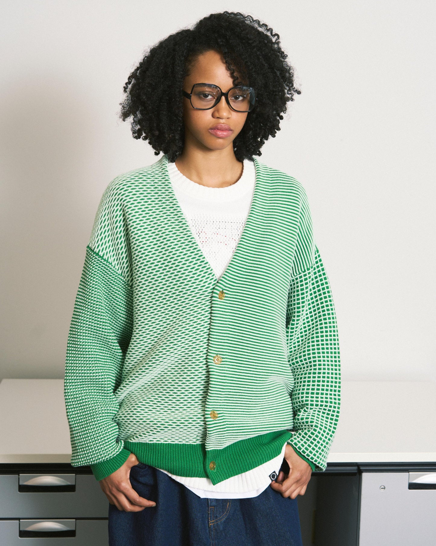 MULTI KNIT CARDIGAN (GREEN)