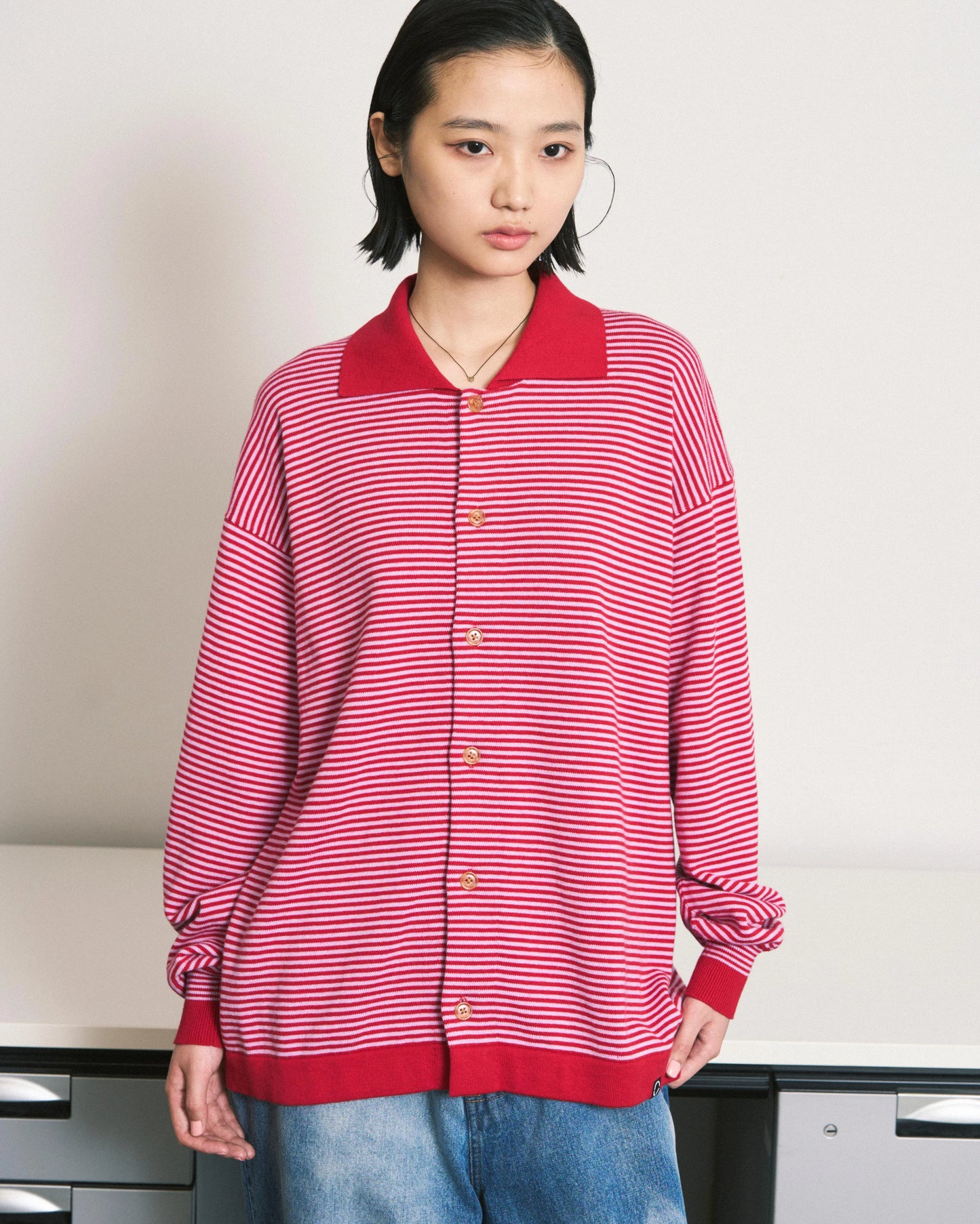STRIPE KNIT SHIRT (RED)