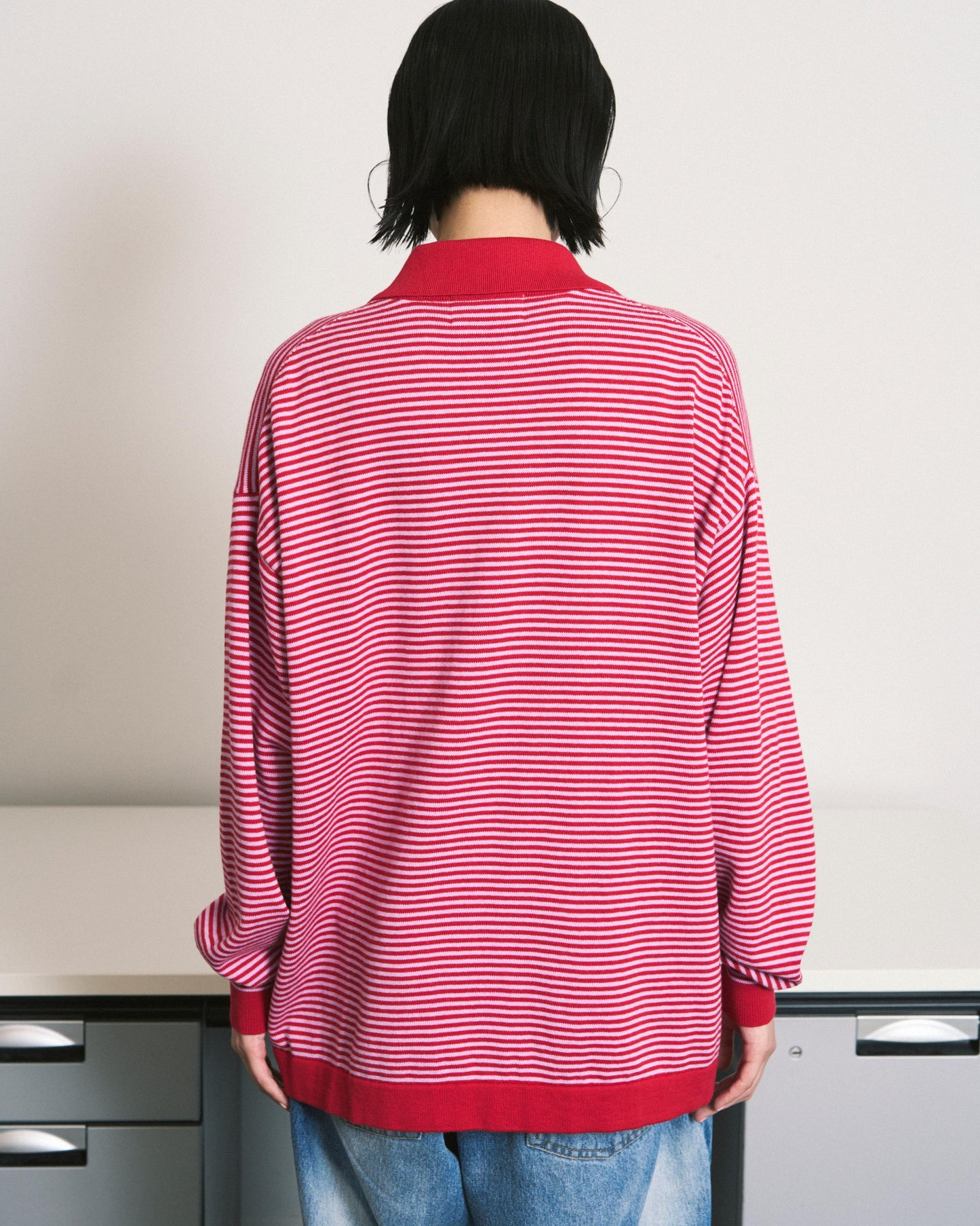 STRIPE KNIT SHIRT (RED)
