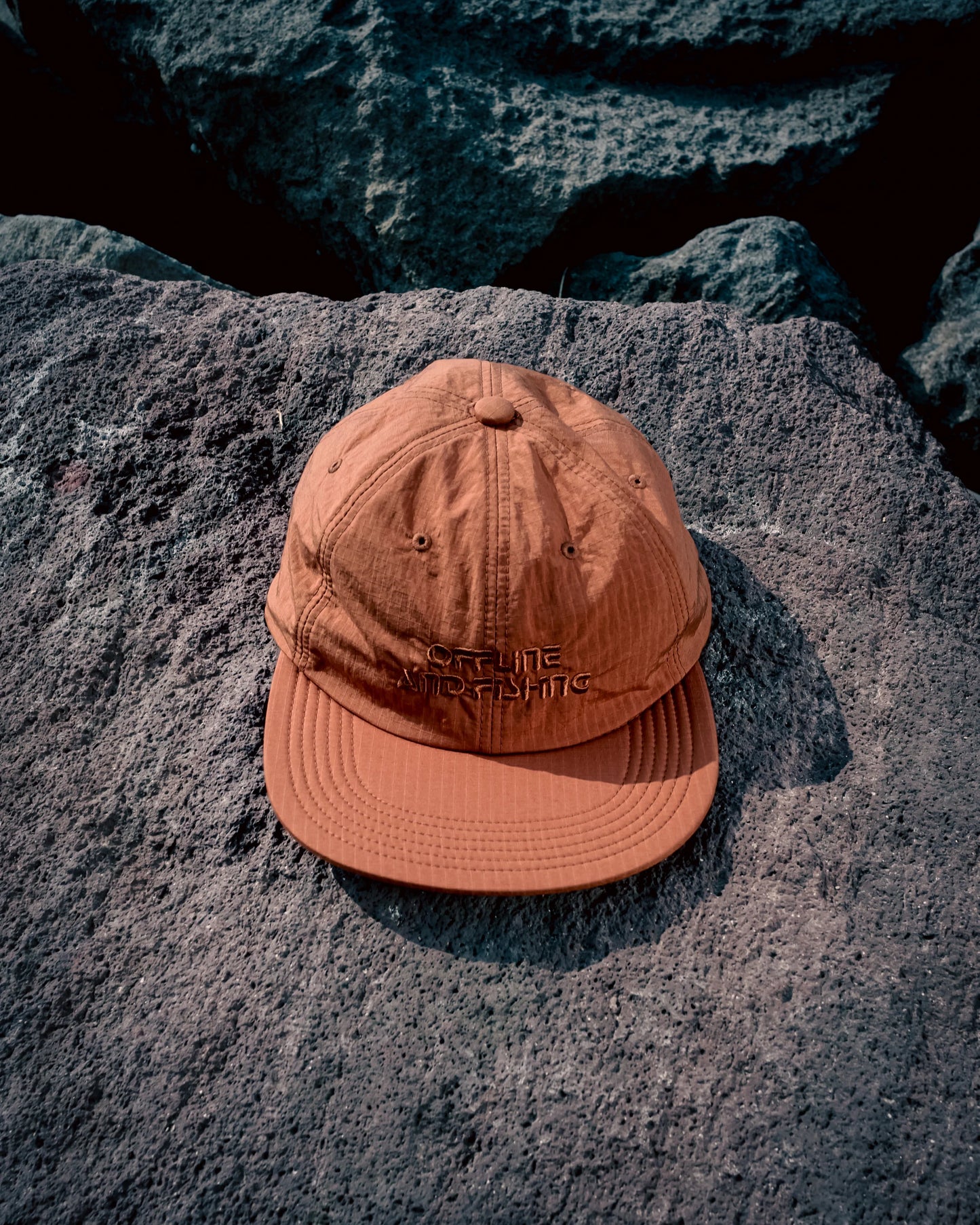 SOFT BRIM 6 PANEL CAP w/ CHIN STRAP (OFFLINE) ORANGE