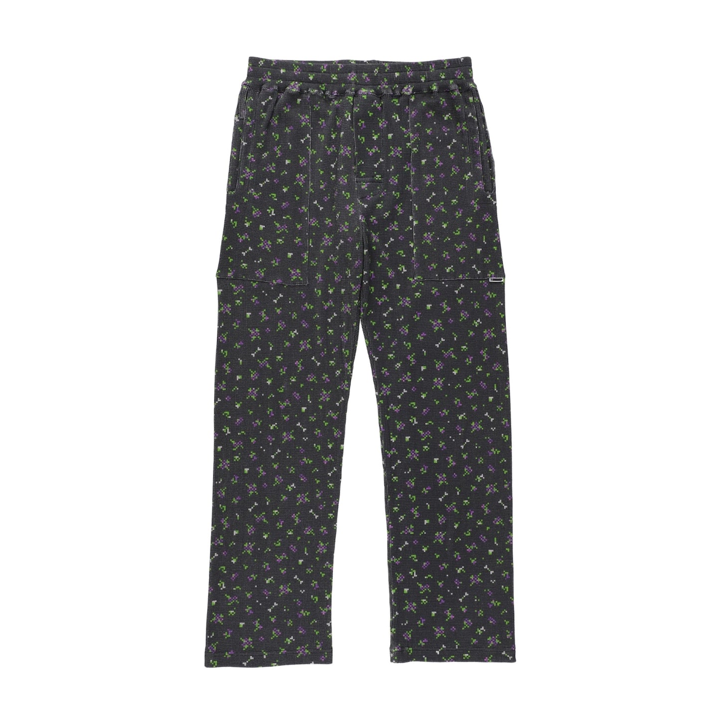 FLOWER WAFFLE PANTS (BLACK)