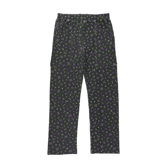 FLOWER WAFFLE PANTS (BLACK)
