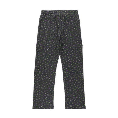 FLOWER WAFFLE PANTS (BLACK)