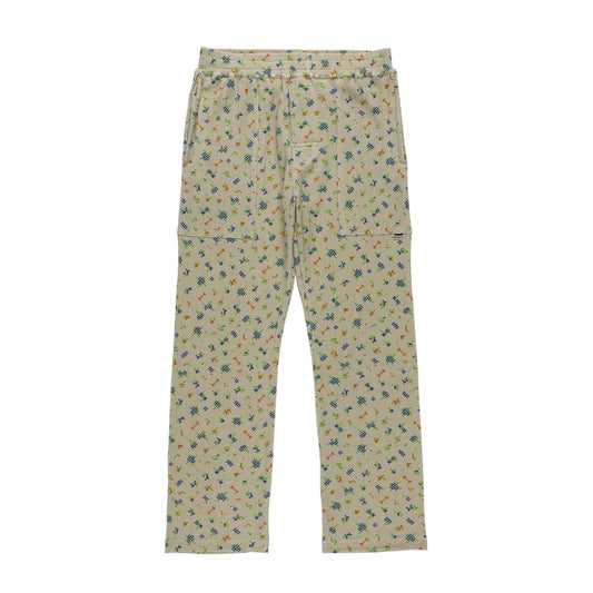 FLOWER WAFFLE PANTS (BEIGE)