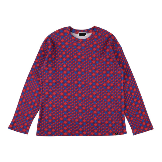 GINGHAM L/S WAFFLE THERMAL (RED BLUE)