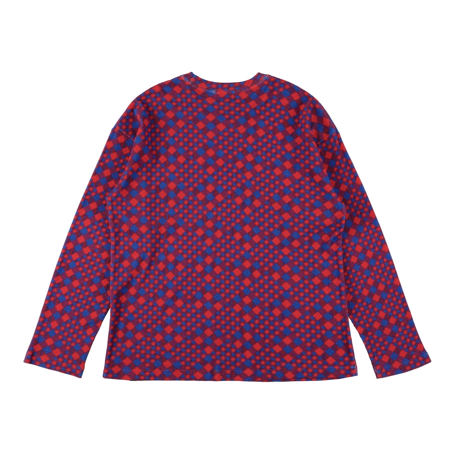 GINGHAM L/S WAFFLE THERMAL (RED BLUE)
