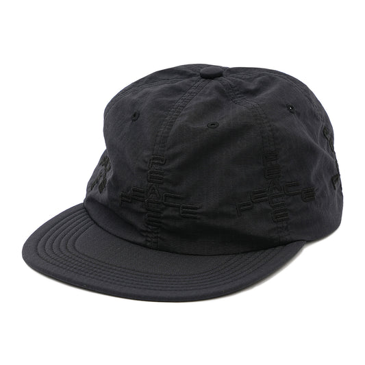 SOFT BRIM 6 PANEL CAP (MORE PEACE) BLACK (BLACK EMB)