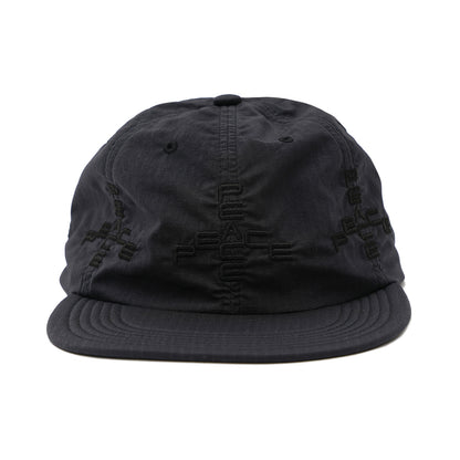 SOFT BRIM 6 PANEL CAP (MORE PEACE) BLACK (BLACK EMB)