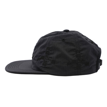 SOFT BRIM 6 PANEL CAP (MORE PEACE) BLACK (BLACK EMB)