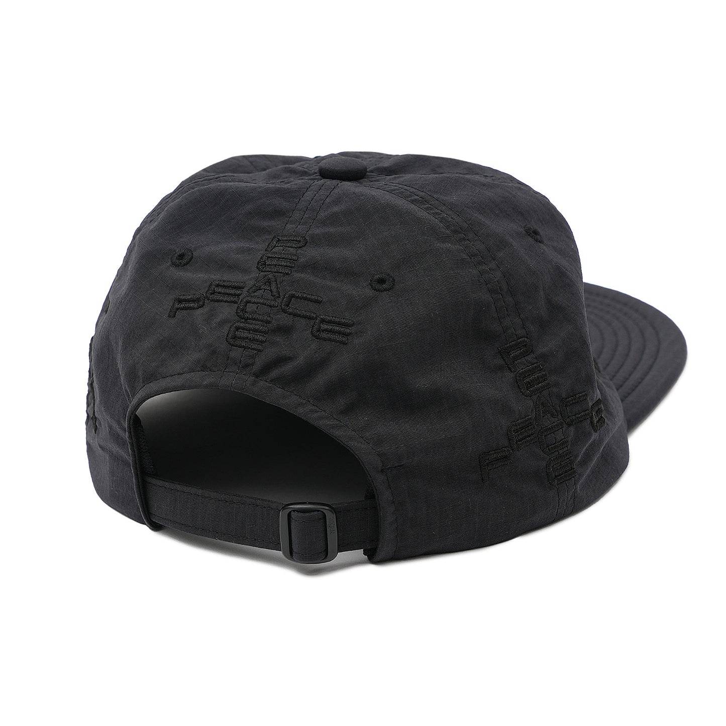 SOFT BRIM 6 PANEL CAP (MORE PEACE) BLACK (BLACK EMB)