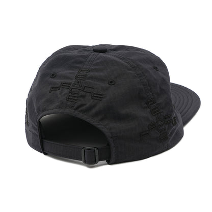 SOFT BRIM 6 PANEL CAP (MORE PEACE) BLACK (BLACK EMB)