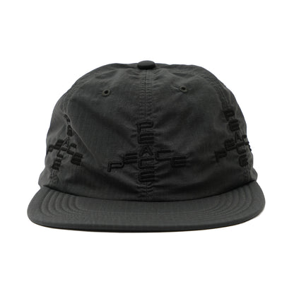 SOFT BRIM 6 PANEL CAP (MORE PEACE) DARK GREY (BLACK EMB)