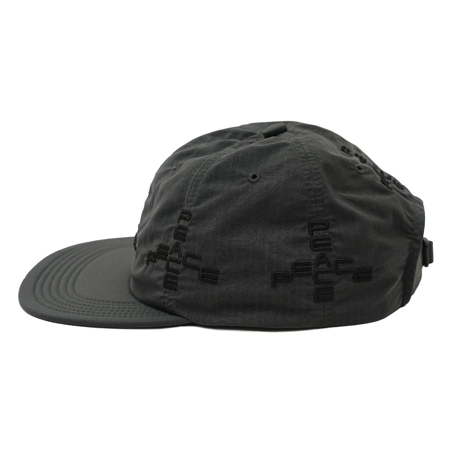 SOFT BRIM 6 PANEL CAP (MORE PEACE) DARK GREY (BLACK EMB)