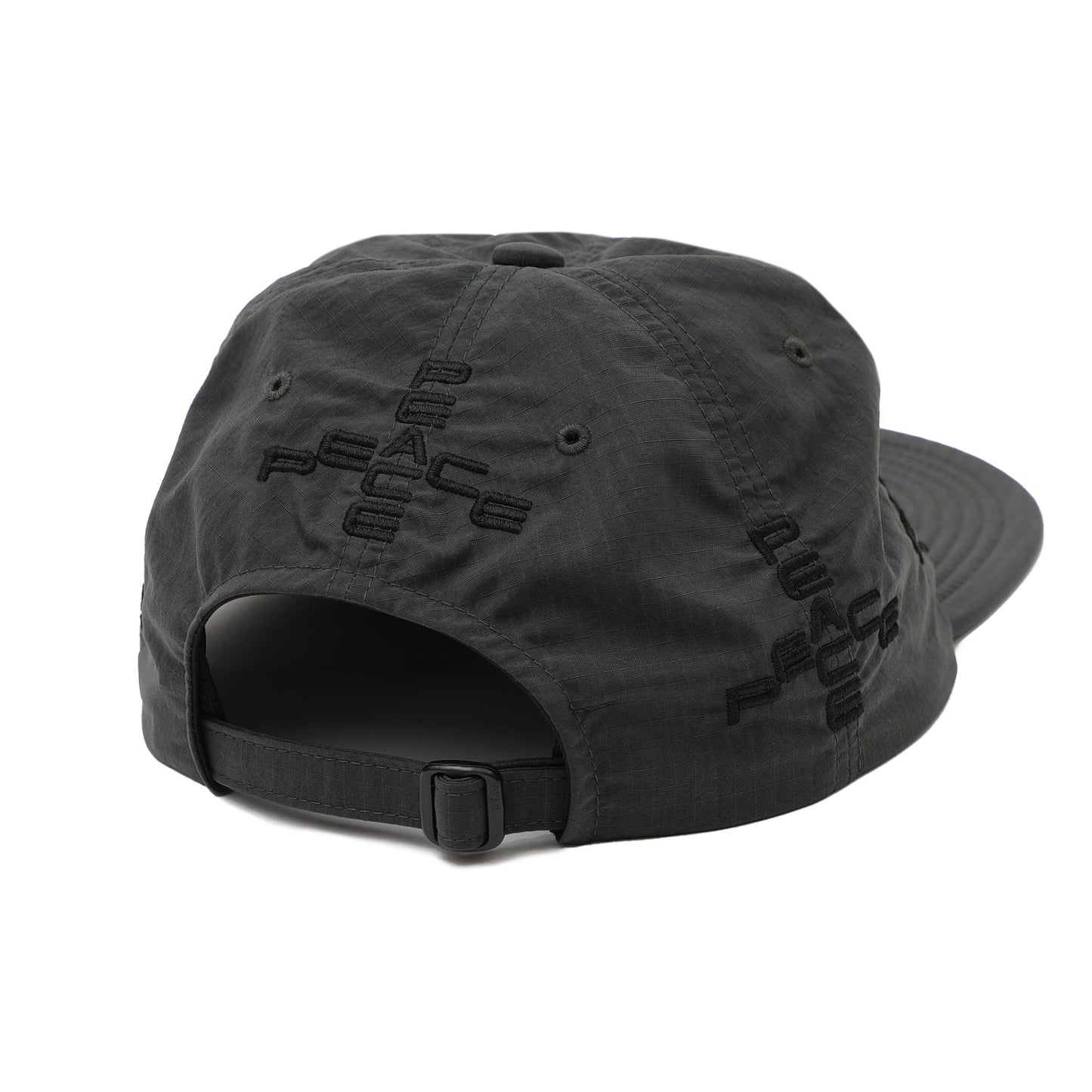 SOFT BRIM 6 PANEL CAP (MORE PEACE) DARK GREY (BLACK EMB)