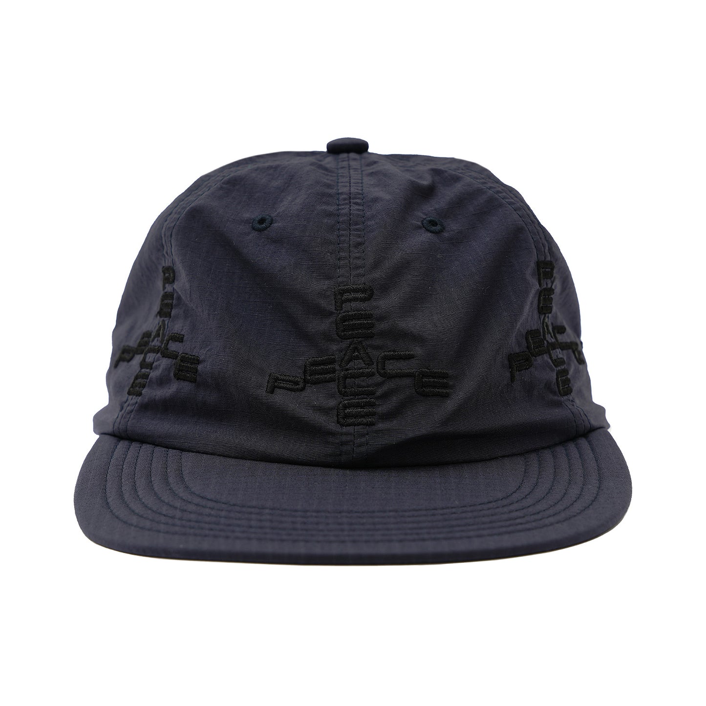 SOFT BRIM 6 PANEL CAP (MORE PEACE) NAVY (BLACK EMB)
