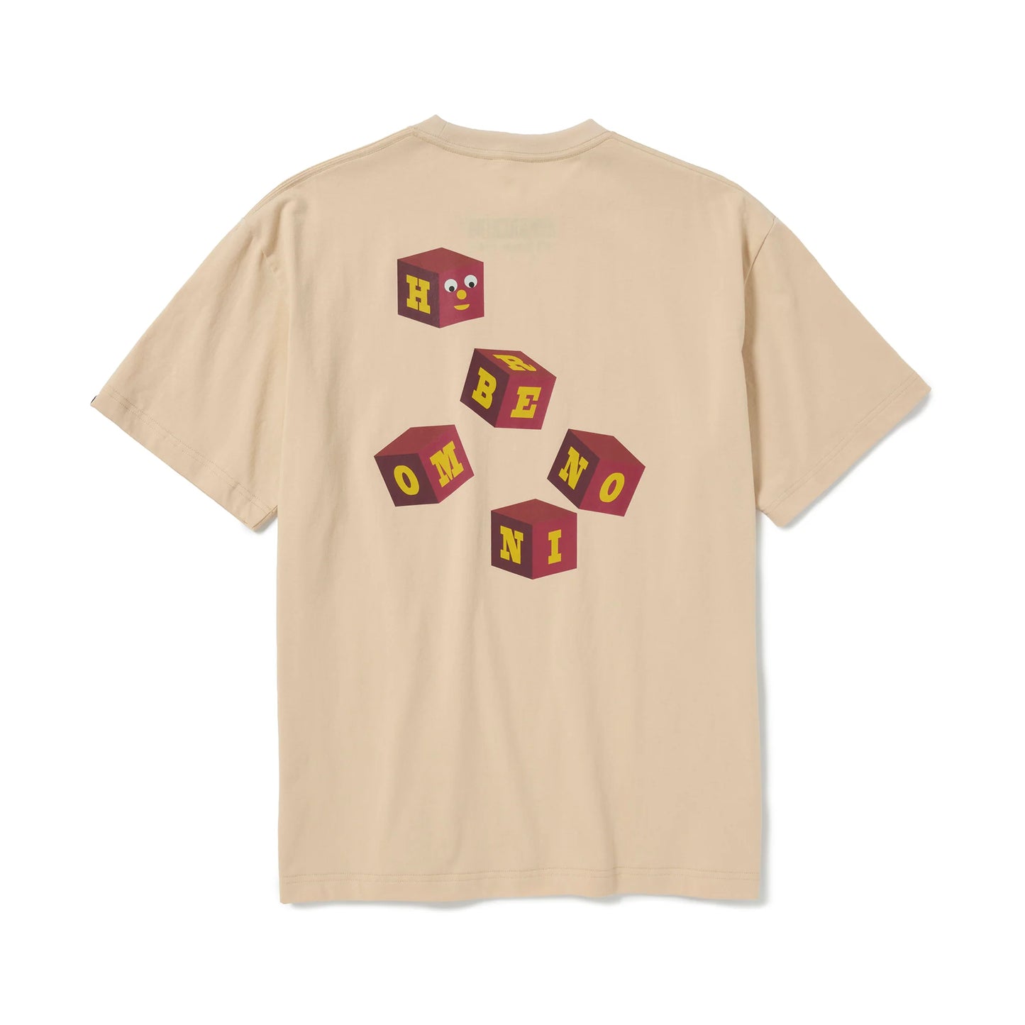 S/S PRINT TEE (BLOCKHEADS) LT. BEIGE