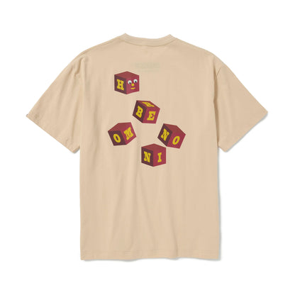 S/S PRINT TEE (BLOCKHEADS) LT. BEIGE