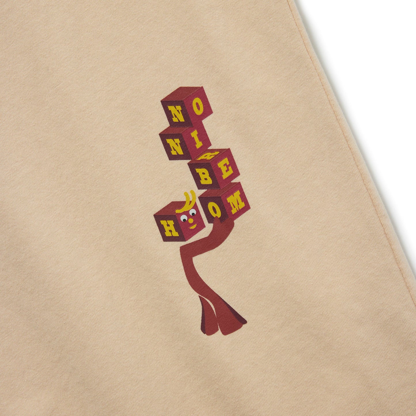 S/S PRINT TEE (BLOCKHEADS) LT. BEIGE